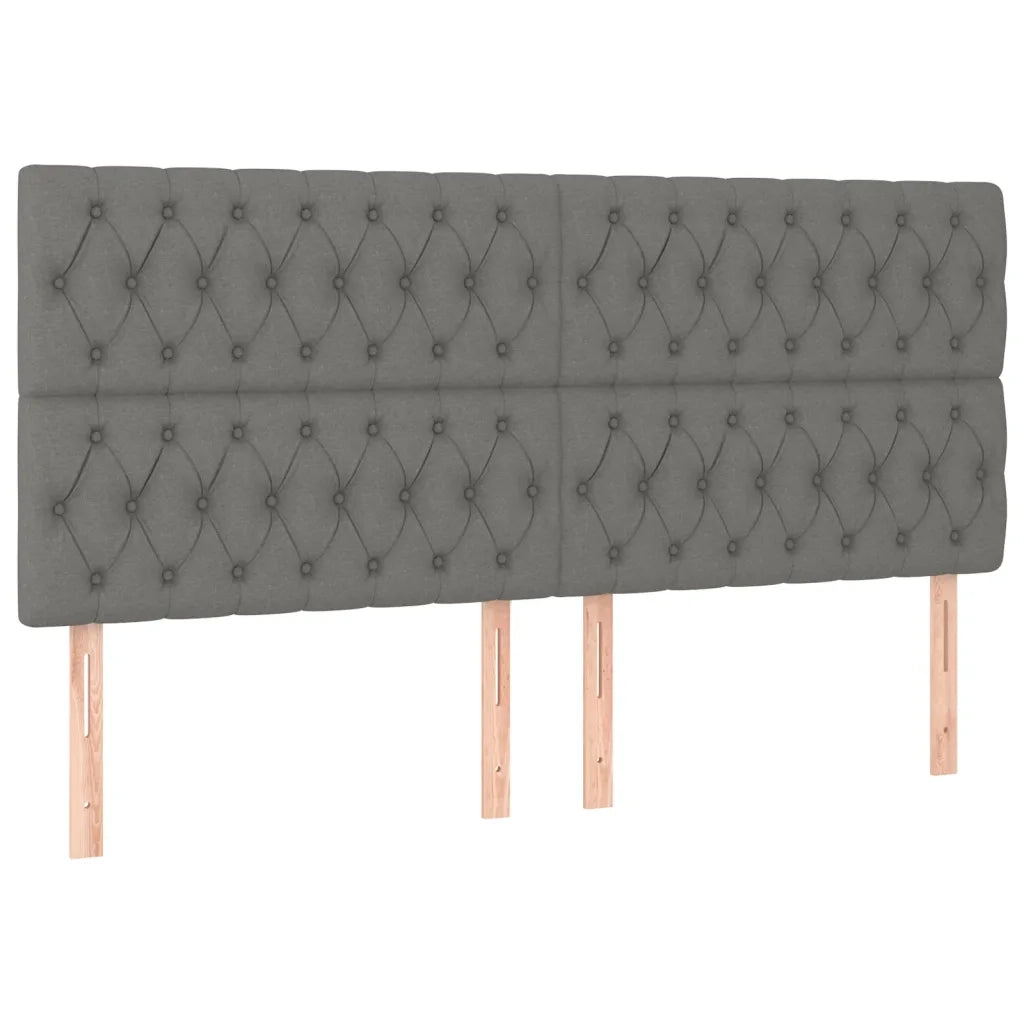 Testiera-Testata Decorativa Grigio Scuro 200x7x118/128 cm Tessuto