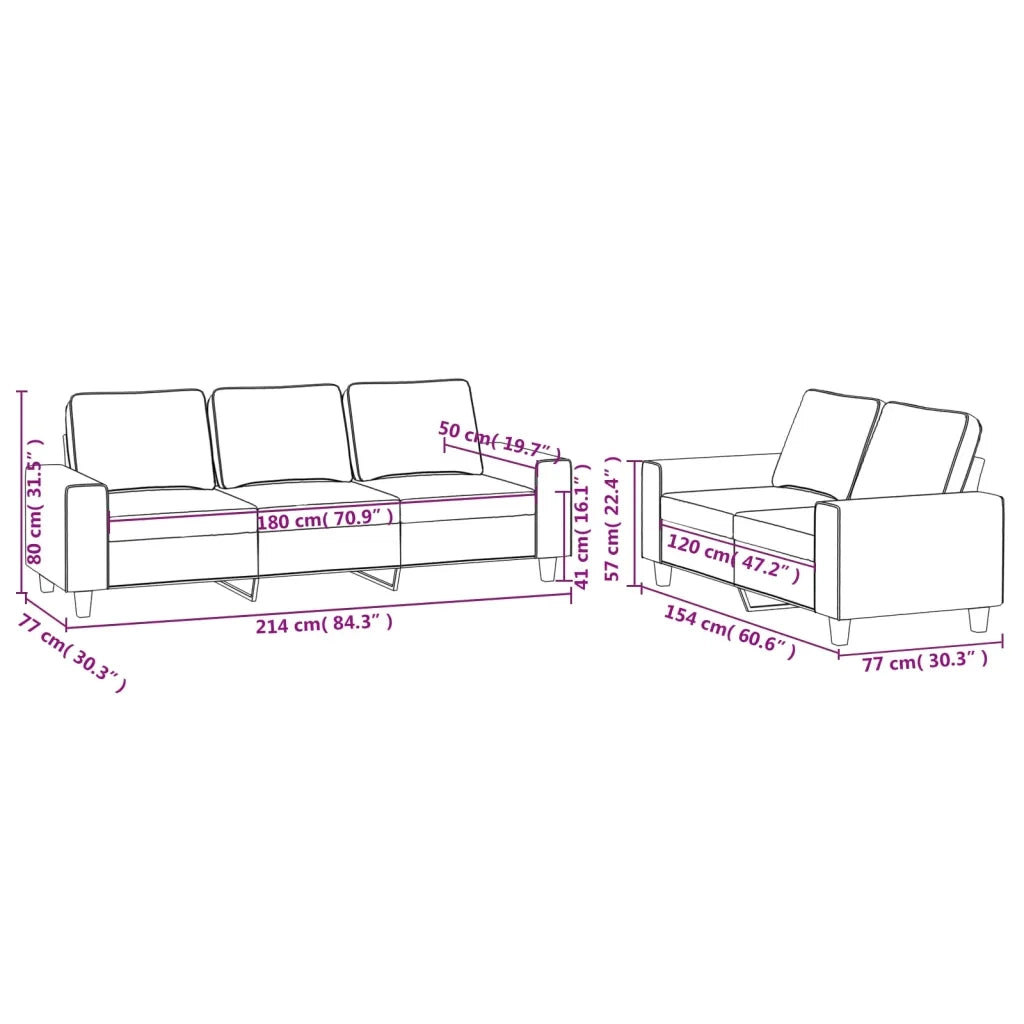 Set di Divani 2 pz Giallo Chiaro in Tessuto 3201903