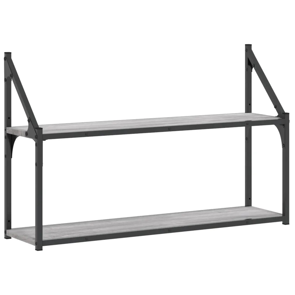 Scaffale Parete 2 Ripiani Grigio Sonoma 80x21x51 cm Multistrato 835467