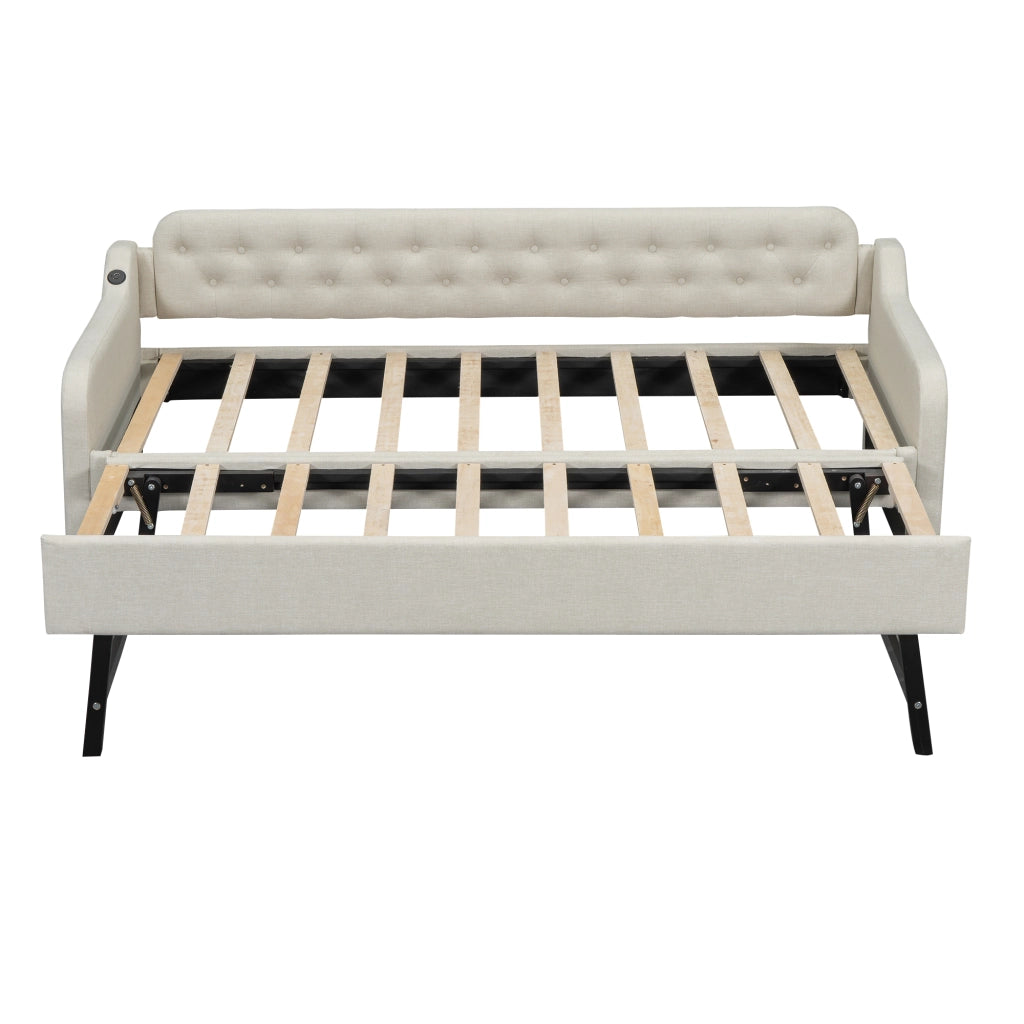 Divano letto estraibile - Zephmum- 90*200cm- beige- USB-Anschluss