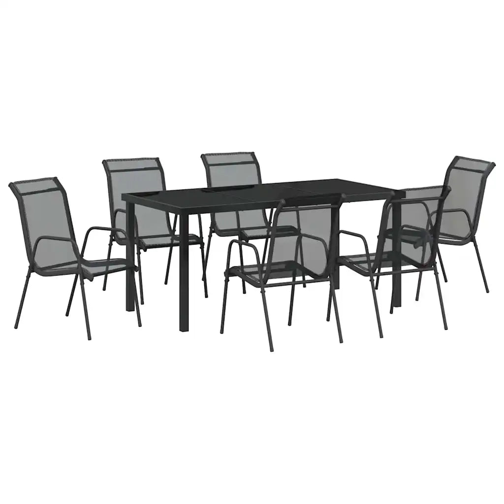 Set da Pranzo per Giardino 7 pcs Nero 3379139