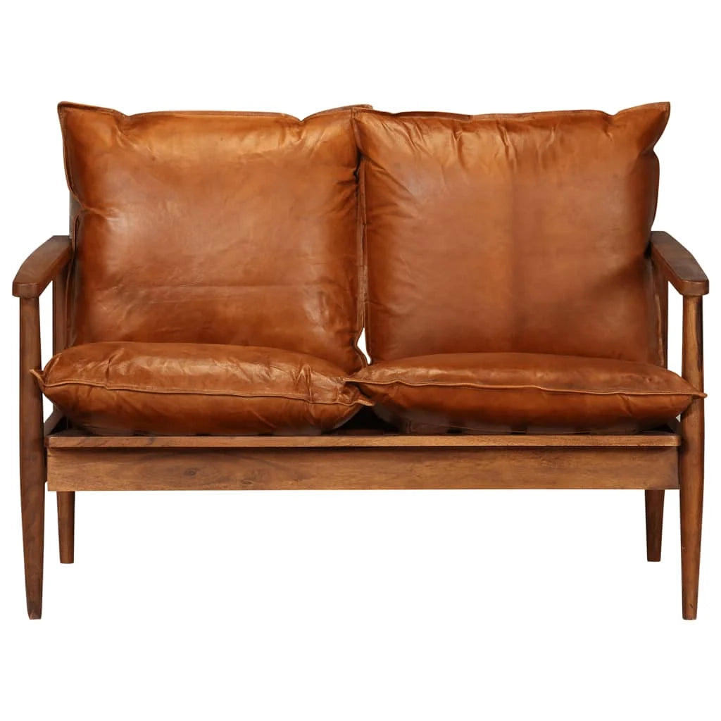 Set di divani a 2 pezzi marrone in vera pelle e acacia 02_0020246