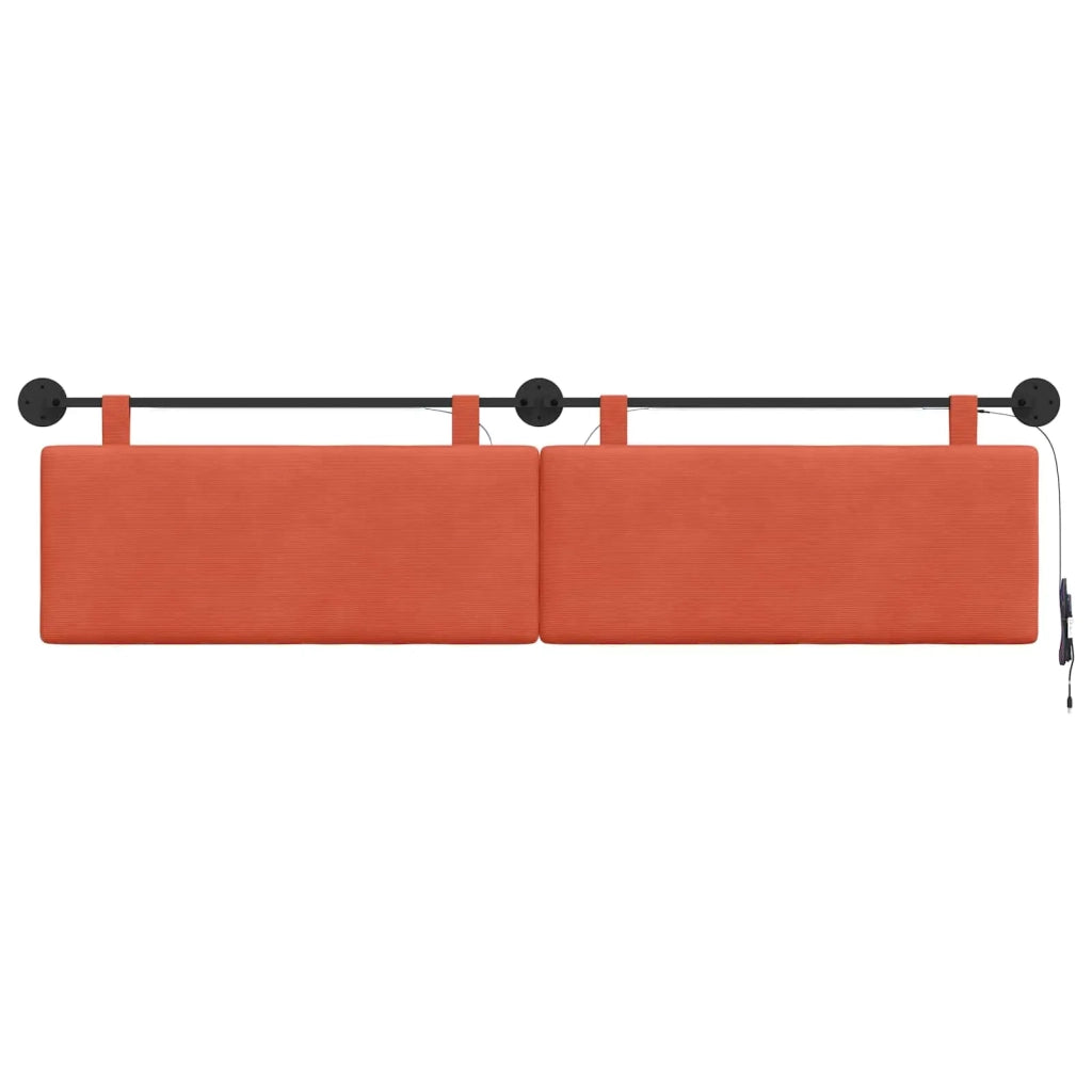 Testiera | Testata sospesa Con luce LED Rosso Arancio Tessuto in Cords