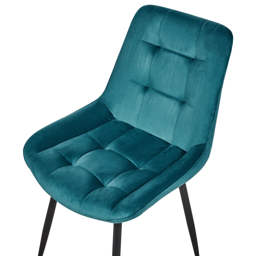 Set di 2 sedie da pranzo in velluto blu gambe in acciaio Nero sedie moderne imbottite