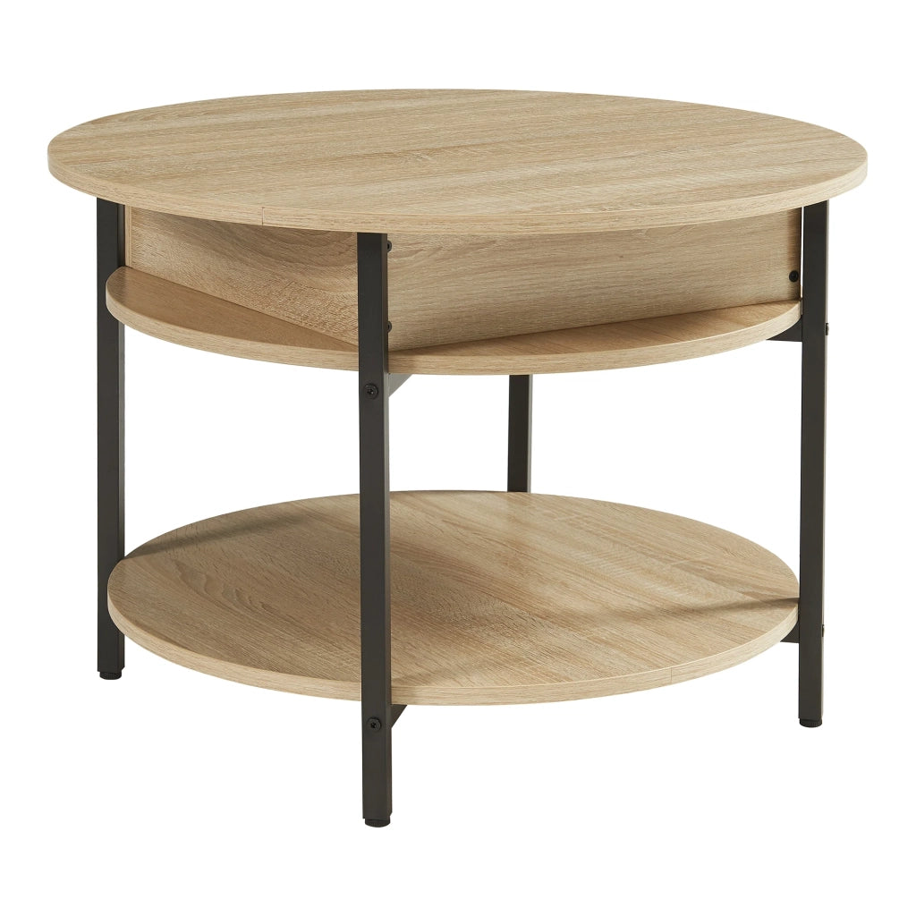 Tavolino da caffè con consolle laterale e piano sollevabile effetto rovere 03_0010798