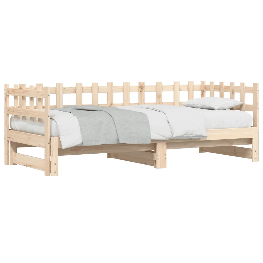 Letto singolo | Letto per adulti | Dormeuse Estraibile 2x(80x200) cm in Legno Massello di Pino
