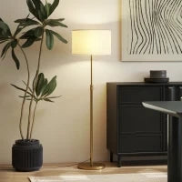 Lampada da Terra con Telecomando e Luminosità Regolabile 3000K-6000K, Paralume in Tessuto, Oro