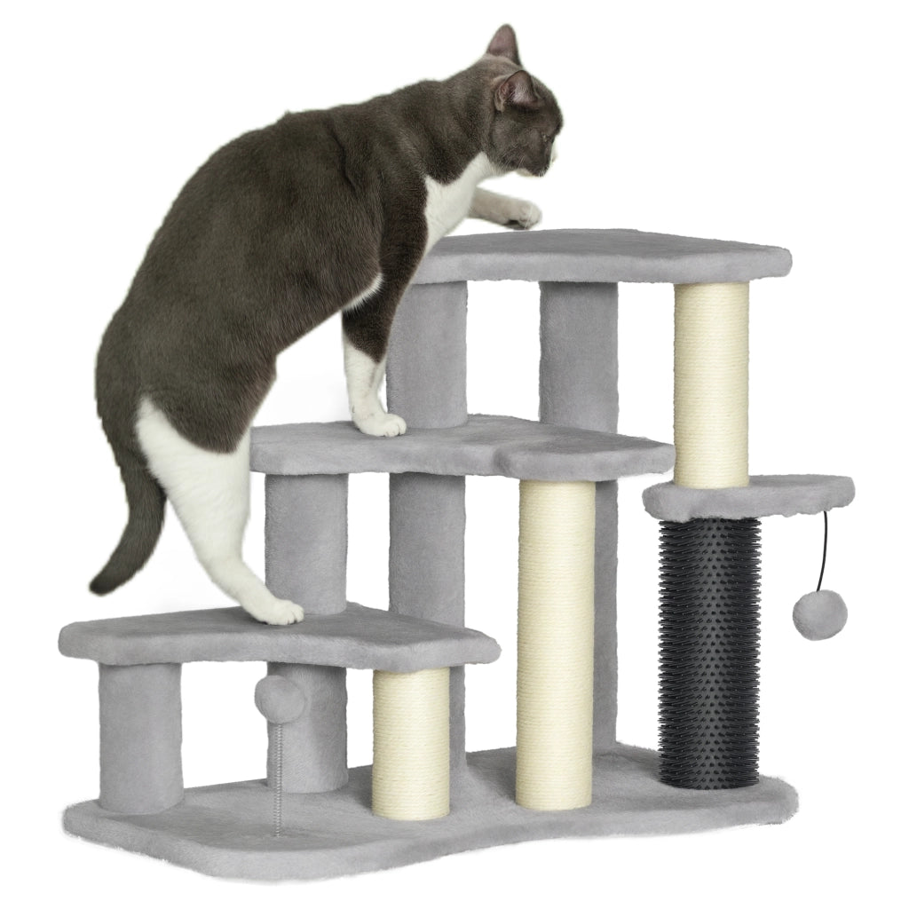 Tiragraffi per gatti con piattaforme e palline ¨C zephmum ¨C grigio chiaro 50 cm