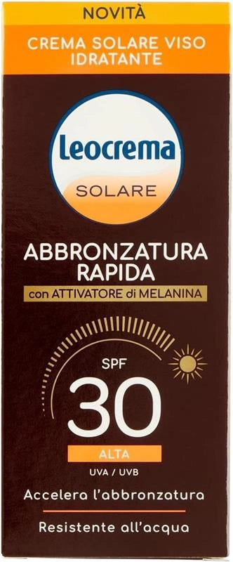 LEOCREMA ABBRONZATURA RAPIDA CREMA VISO IDRATANTE SPF30 TUBO 50 ML