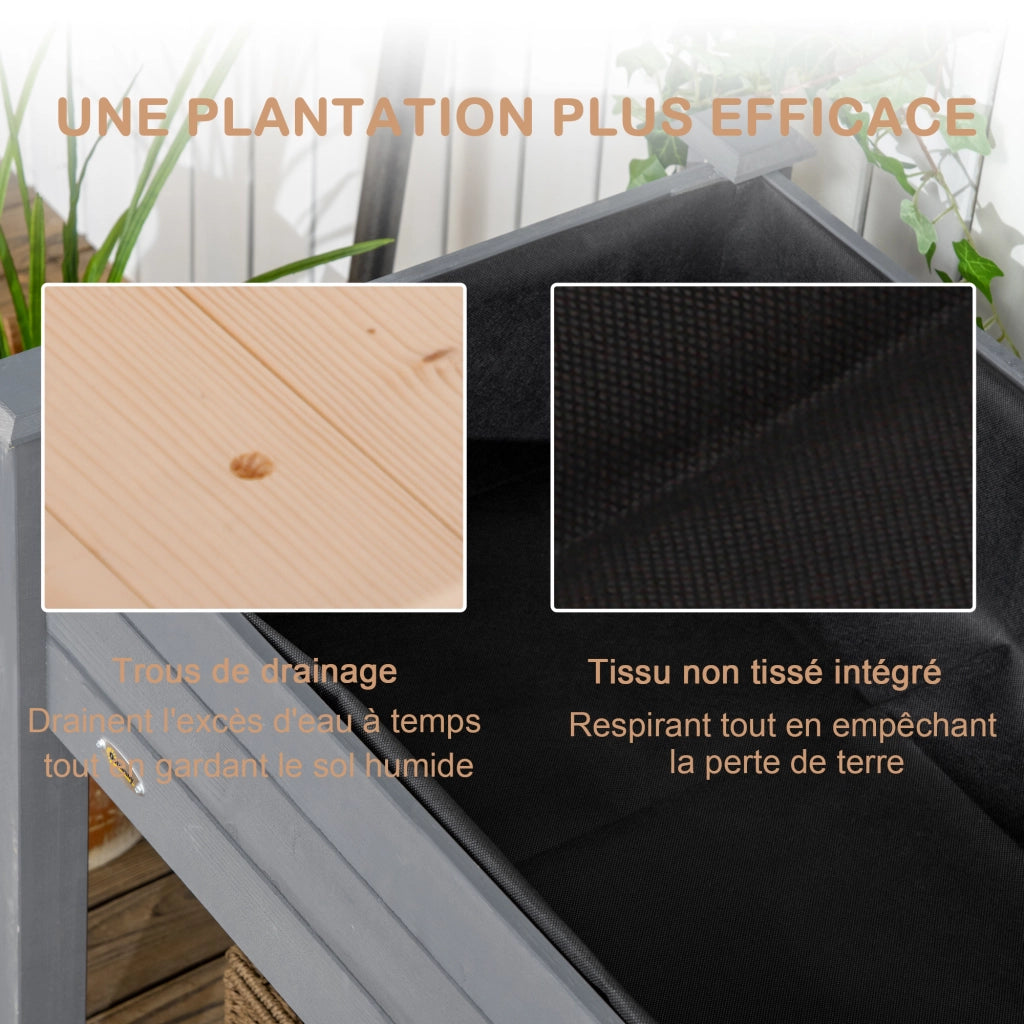 Fioriera Rialzata da Giardino ¨C Xylo ¨C Legno Massello Pino 123x57x76cm con Sistema Irrigazione