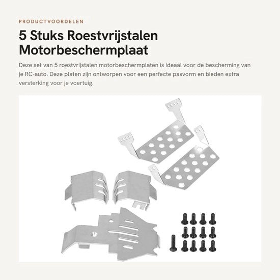 Piastra di protezione motore con rinforzo - Struttura in acciaio inossidabile - 5 pezzi - Sostituzione per 4 82056 4 RC Auto - Design moderno - Materiale duraturo - Protezione del telaio