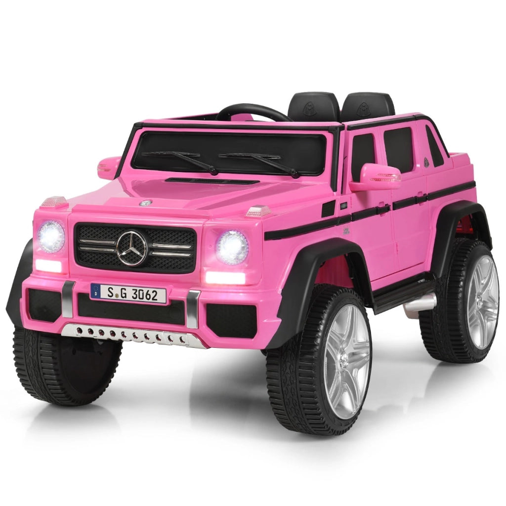 Mercedes Benz Maybach G650-S 12 V per bambini con luci LED, Jeep a batteria con 2 portiere apribili Rosa-Macchinine giocattoli