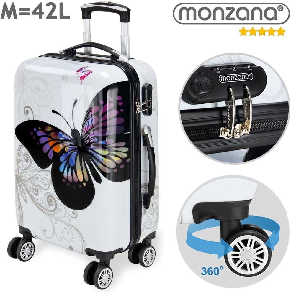 Trolley Butterfly Valigia a Guscio Rigido M Manico Telescopico Alluminio Ruote girevoli 360°