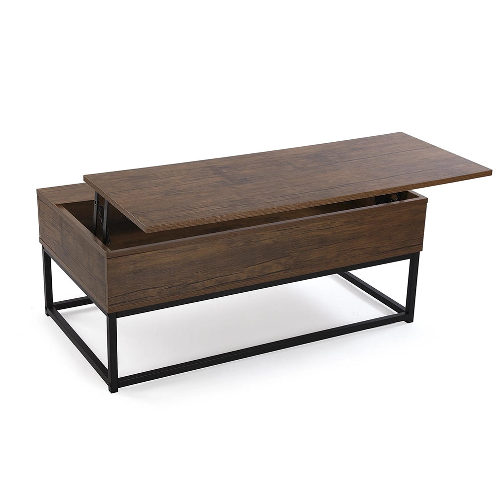 Tavolino da salotto legno e metallo nero con vano 100x55x40cm