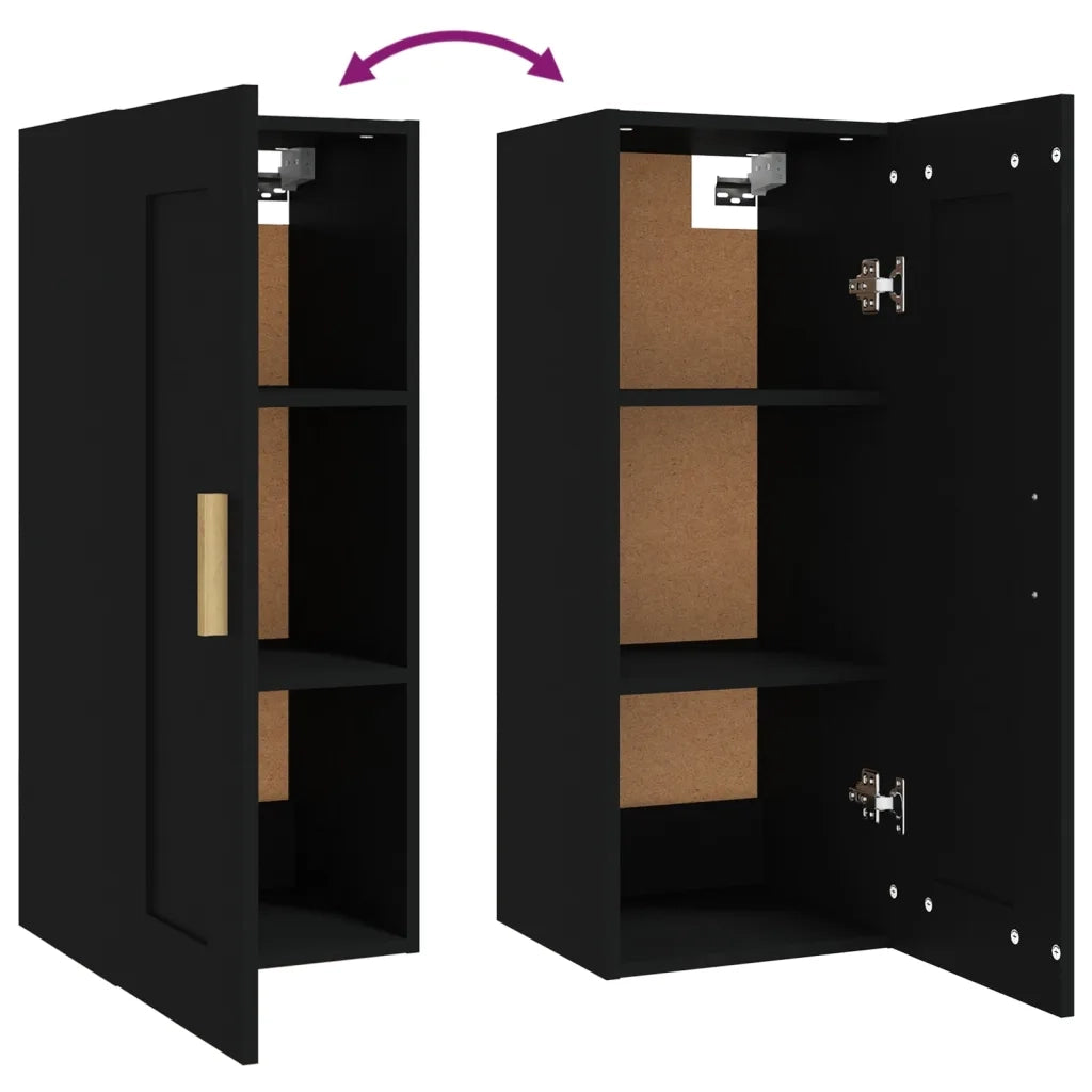 Armadietto a Muro Nero 35x34x90 cm in Legno Multistrato 812466