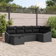 Set di divani con cuscino 6 pcs Nero polyrattan
