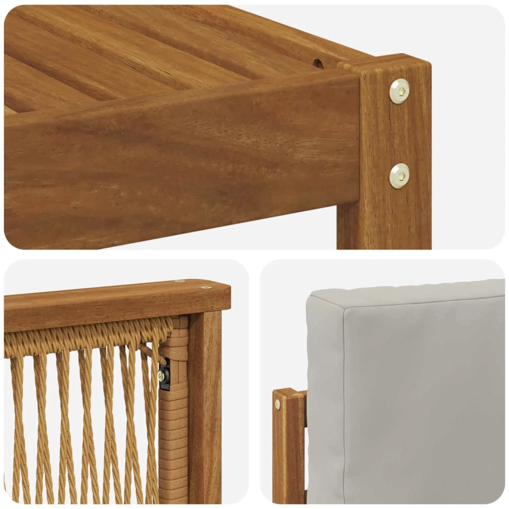 Set di divani da esterno 9 pz Naturale e Grigio Chiaro 3385337