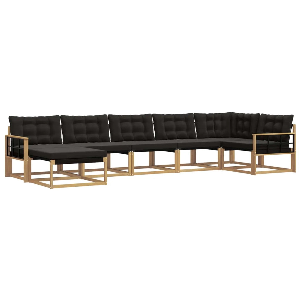 Set di divani da esterno con cuscino 7 pcs Bianco e Nero