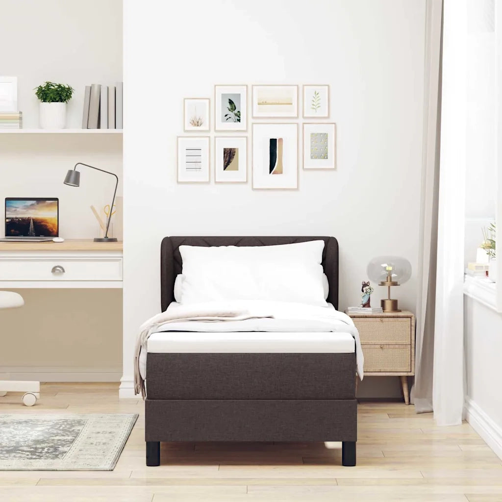 Letto a molle con materasso Marrone Scuro 80 x 200 cm Tessuto 3340055