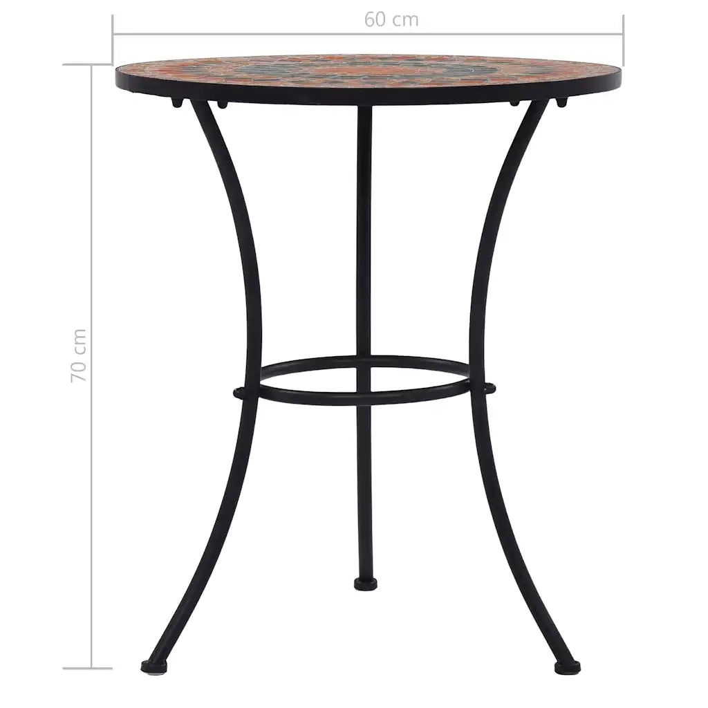 Tavolino da Giardino | Tavolino da Bistrot con Mosaico Arancio/Grigio 60cm in Ceramica