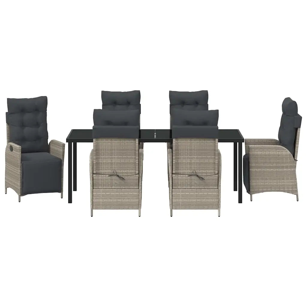 Set da Pranzo per Giardino 7 pcs Grigio chiaro polyrattan 3380573