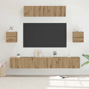 Set mobile TV 7 pz-Credenza per TV Rovere artigianale Legno multistrato