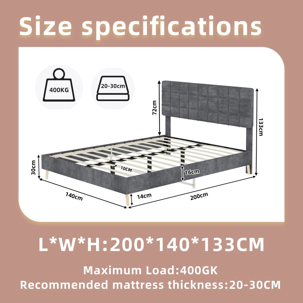 Letto Matrimoniale Imbottito ¨C MINIMAL ¨C Tessuto Grigio Scuro 140x200