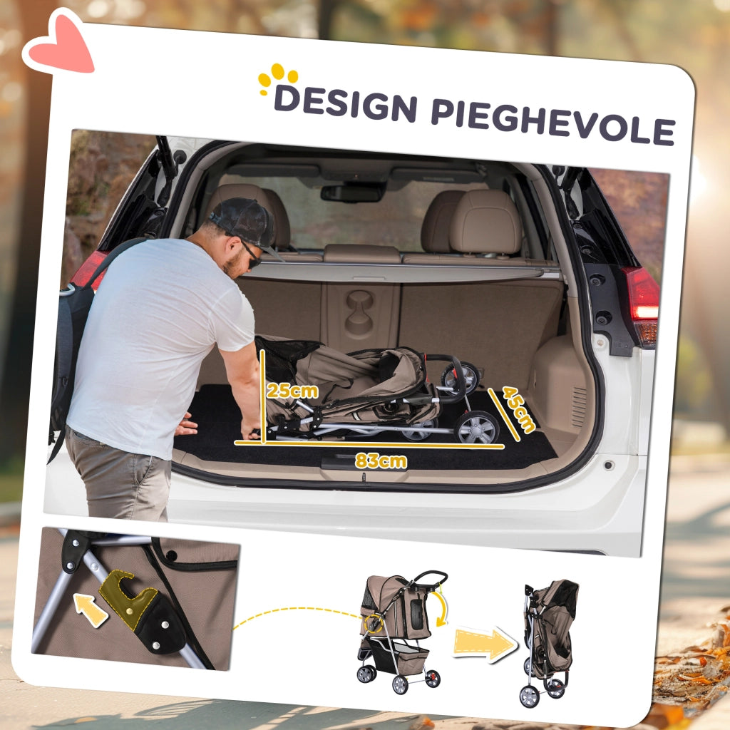 Carrozzina Pieghevole per Cani ¨C zephmum ¨C Cestino, Imbottitura Lavabile, 10 kg