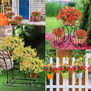 Fiori artificiali per esterni, fiori artificiali resistenti all'UV, piante in plastica verde, vaso per piante da giardino e veranda, decorazione primavera estate (10 pezzi)