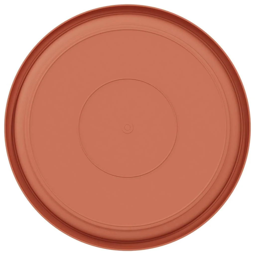 Set di 6 vassoi rotondi per fiori 27 x 27 x 2 cm leggeri e resistenti stile moderno plastica rosso mattone 02_0059352