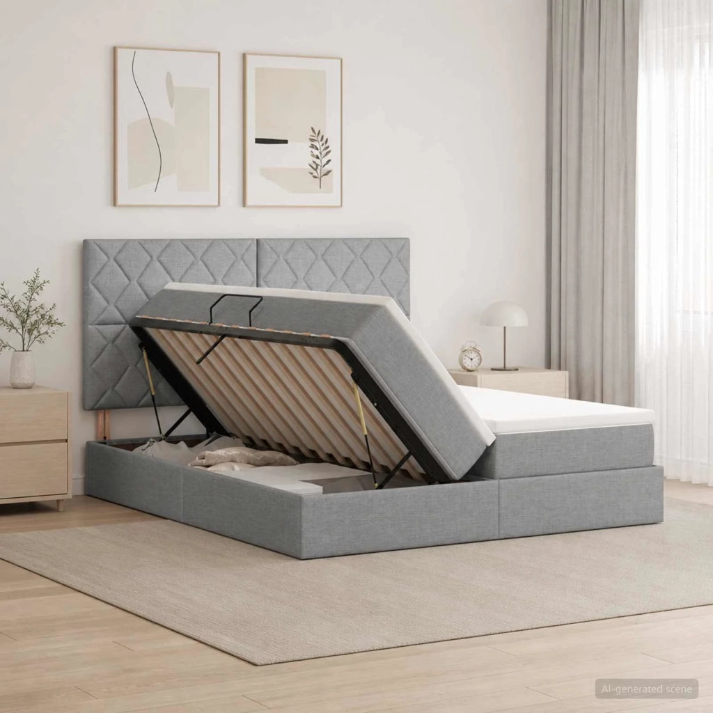 Letto con contenitore LED e materasso Grigio Chiaro 3460242