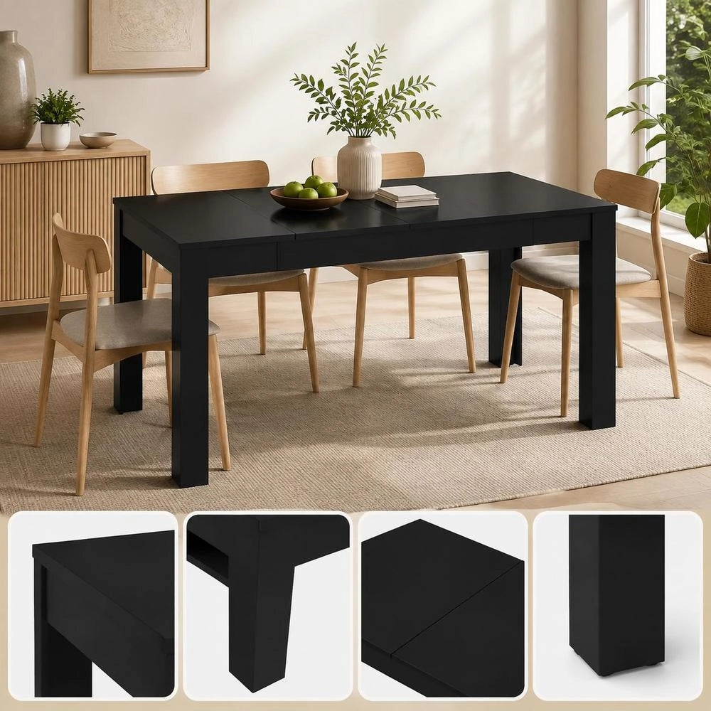 Dining Table Black 140x74.5x76 Cm Wood Composite