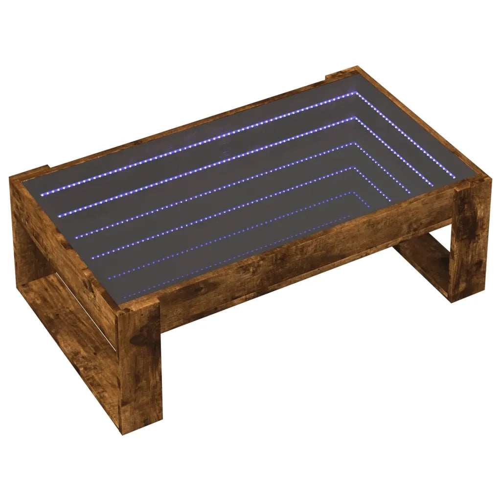 Tavolino da salotto | Tavolino da caff¨¨ | Tavolino da Soggiorno con LED Infinity Rovere Fumo 90x53x30 cm