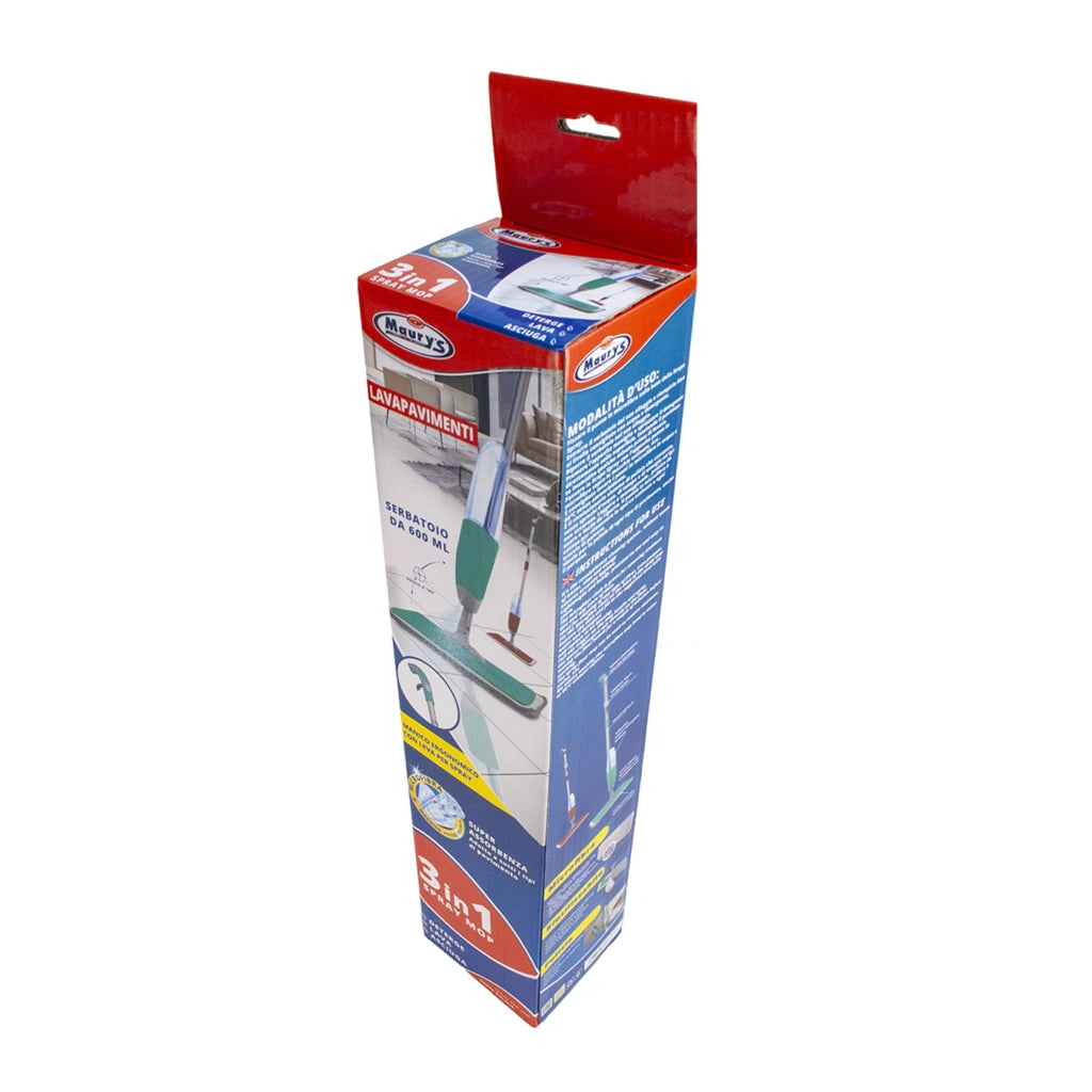 MAURY'S SPRAY MOP VAPORIZZATORE 600ML PANNO IN MICROFIBRA PER TUTTE SUPERFICI