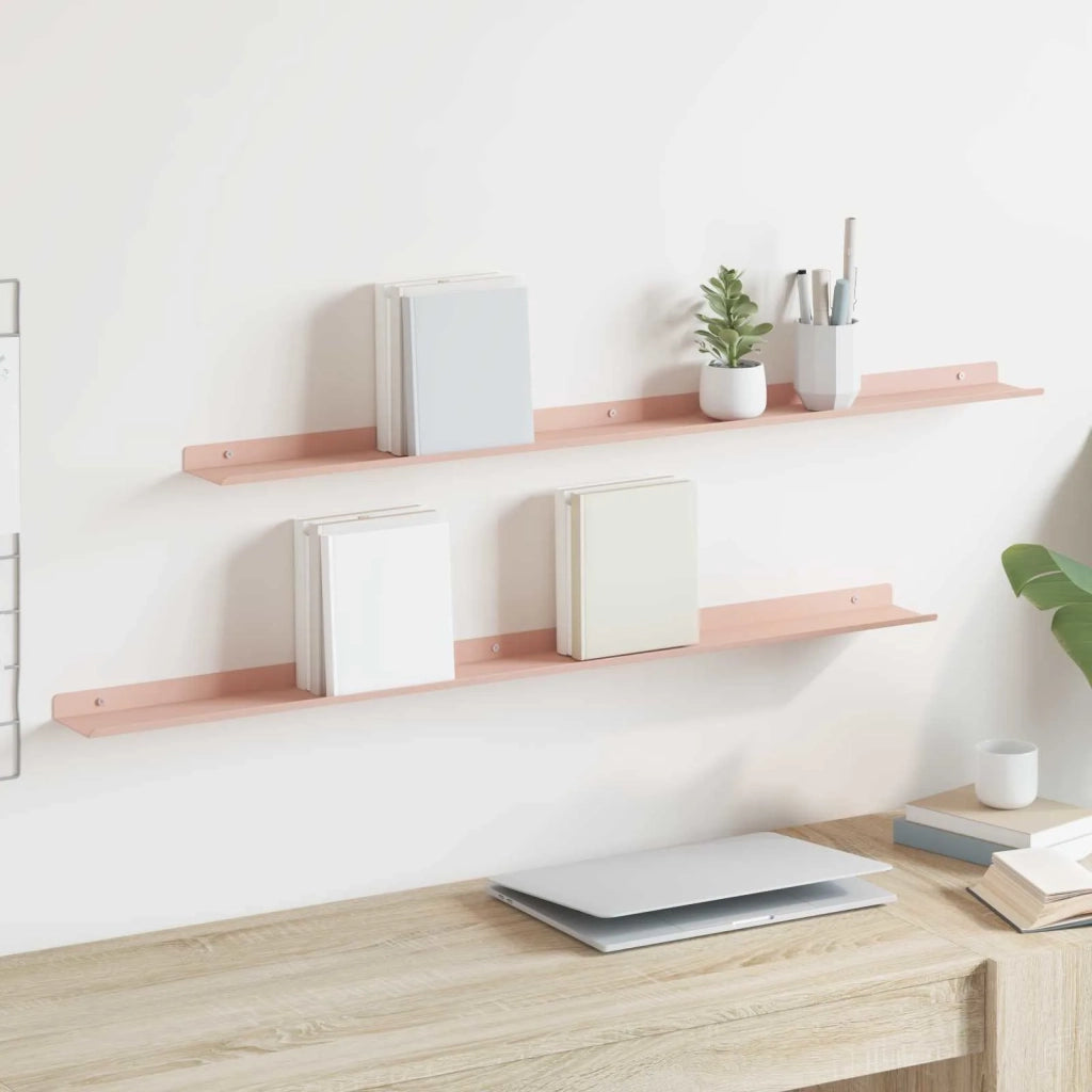 2 pz Mensola | Ripiano | Scaffale sospesa Rosa 100 x 9 x 2,5 cm Acciaio