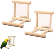 Due Accessori per Uccelli in Legno - Resistente all'Umidità - Disegno di Gancio in Metallo - Dimensioni 10 x 10 x 10 cm - per Pappagallo/Cacatua - Giocattolo per Uccelli