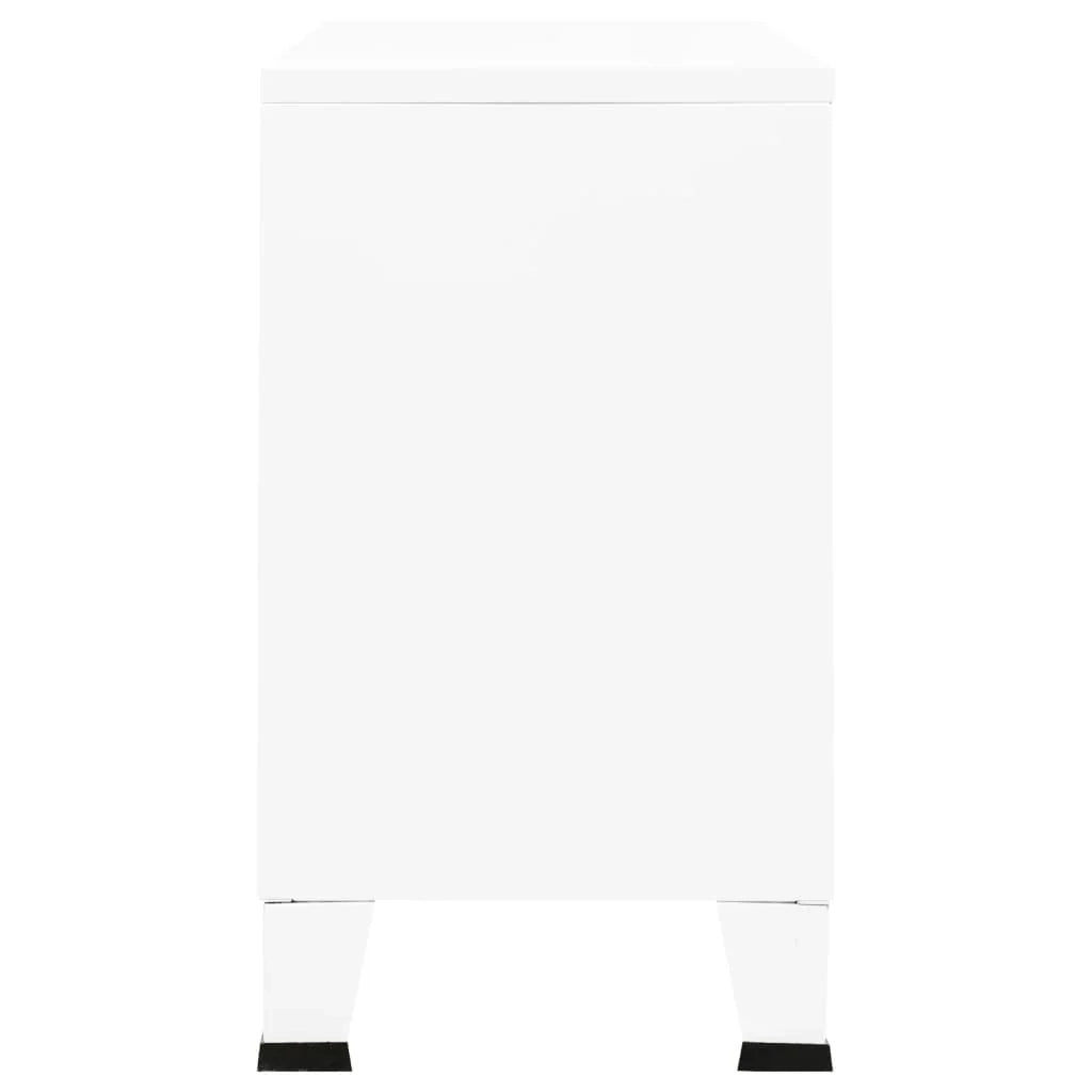Buffet credenza cassettiera mobiletto mobile contenitore organizer cucina soggiorno stile industriale 105 x 35 x 62 cm metallo e vetro bianco 02_0035679