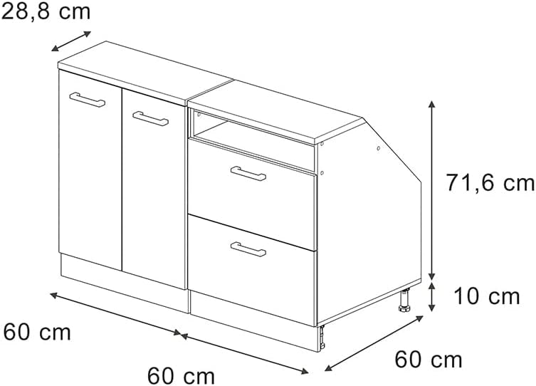 Set di mobili sottotetto Rion, Sonoma, 120 cm Set di 2 carcasse armadio profondità 60 cm, adatto per il salvaspazio sotto tetti spioventi