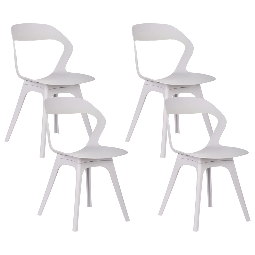 Set di 4 sedie da giardino tortora in polipropilene leggero e resistente agli agenti atmosferici in plastica per interni e per esterni