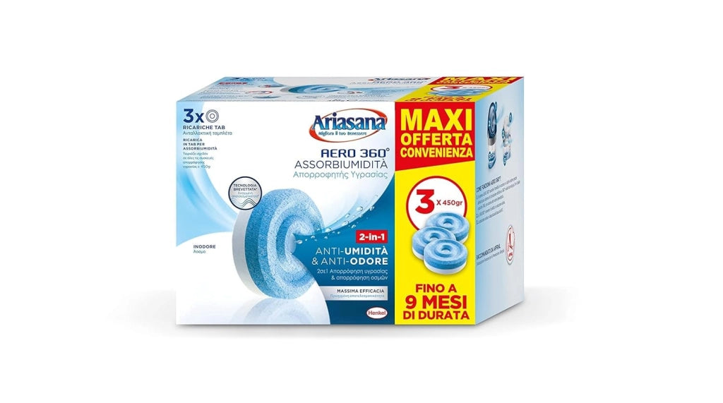 Ariasana Tab Ricarica Aero 360 Inodore 3 x 450 g 8 Pezzi