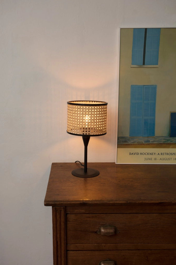 MAMBO S Lampada da tavolo nera/ratan