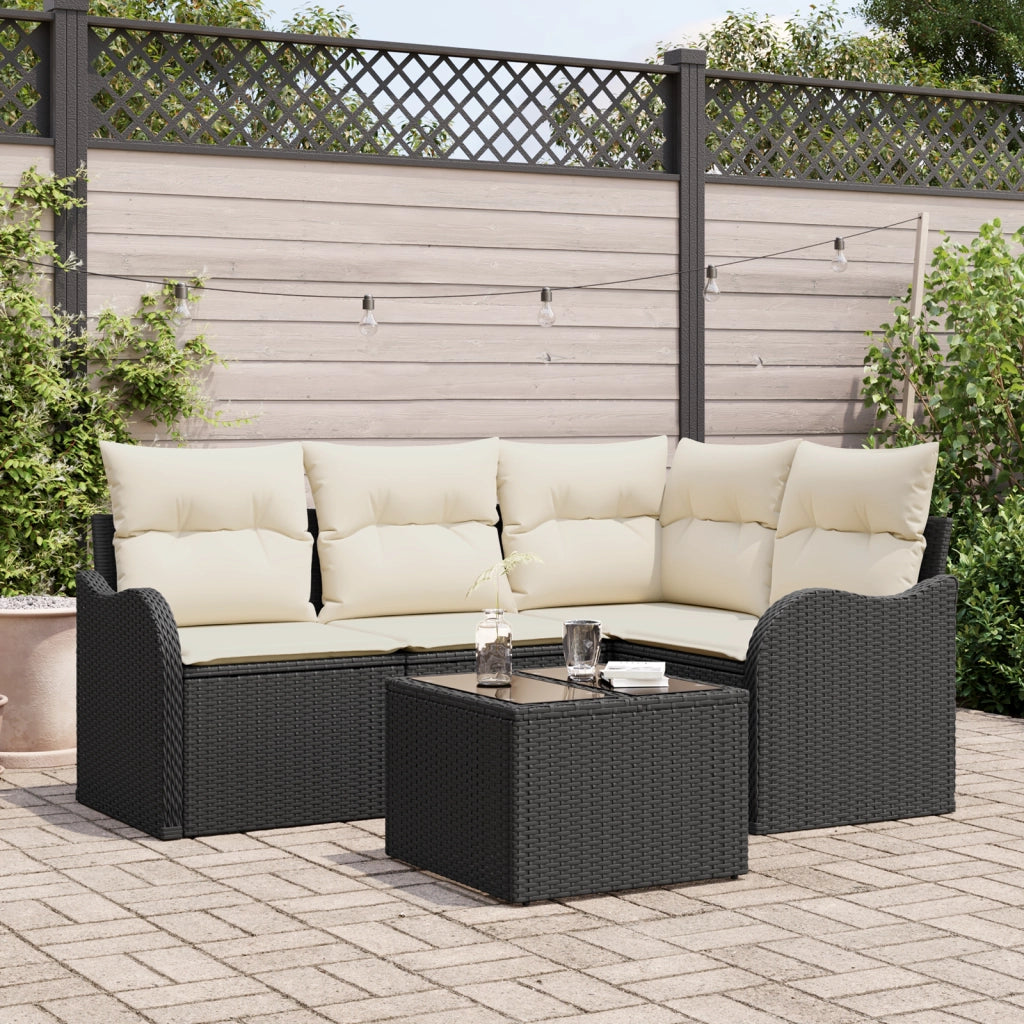 Set di divano da giardino  4 Pezzi con cuscini Vimini marrone