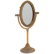 Specchio cosmetico in resina con supporto dorato 17x9,5x30,5h