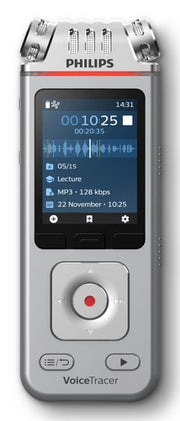Philips DVT4115 Digital Voice Tracer Flash card Cromo, Argento