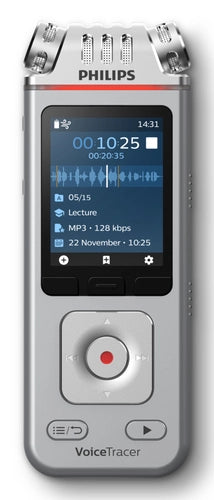Philips DVT4115 Digital Voice Tracer Flash card Cromo, Argento