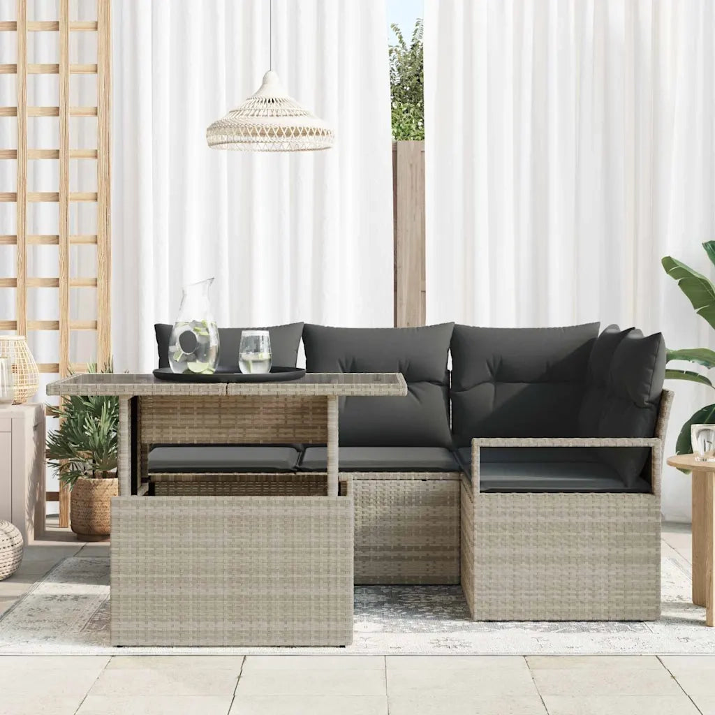 Set Divano da Giardino 5 pcs Grigio chiaro polyrattan 3348818