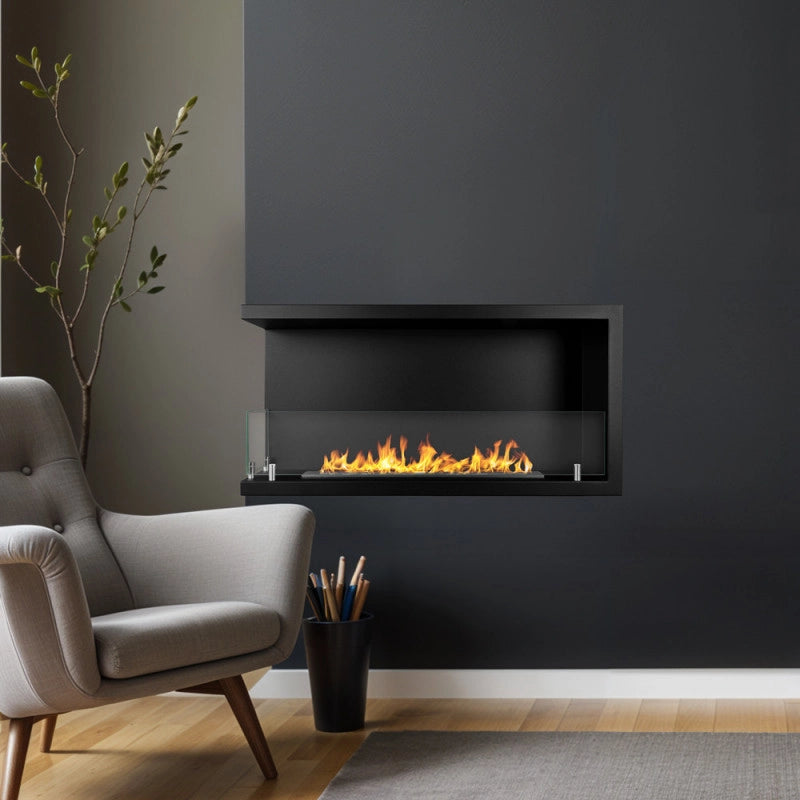Camino a Bioetanolo Angolare Sutri 90 Sx da Incasso Sinistro 90X22,4X45 cm. – Design Raffinato ed Efficiente