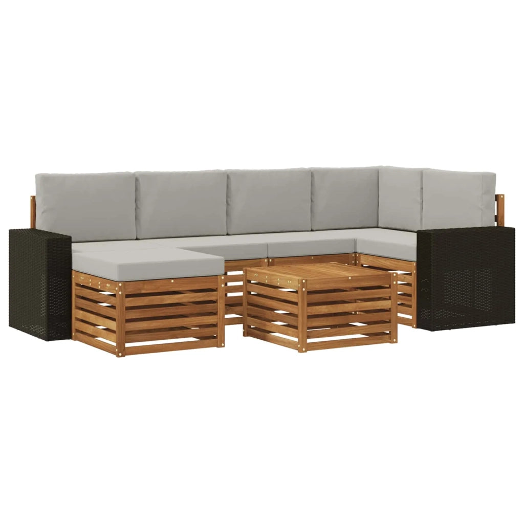 Set di divani da esterno 7 pz Naturale e Grigio Chiaro 3384602