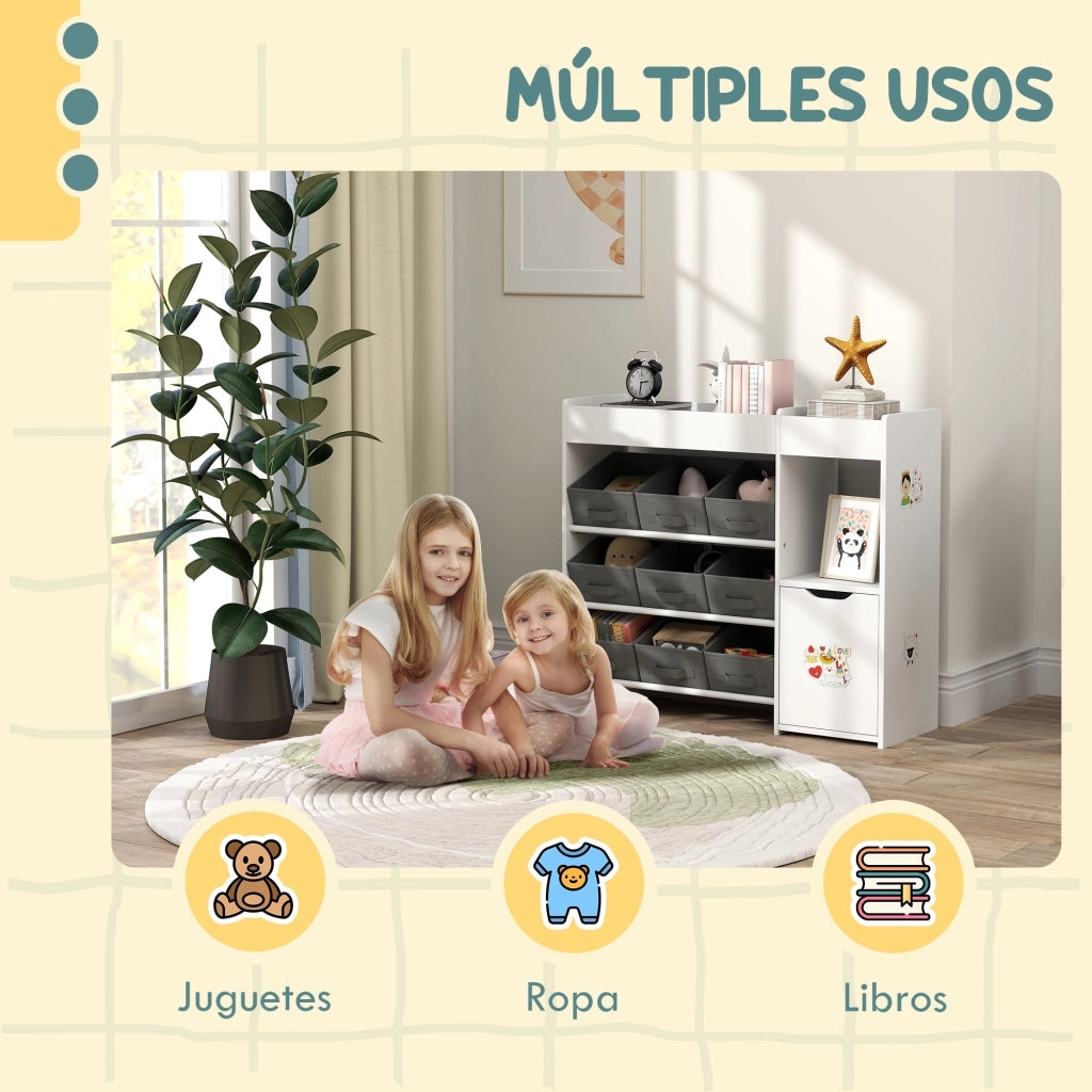Cassettiera per bambini con 9 cestini ¨C Minimal ¨C 92x30x80 cm bianco