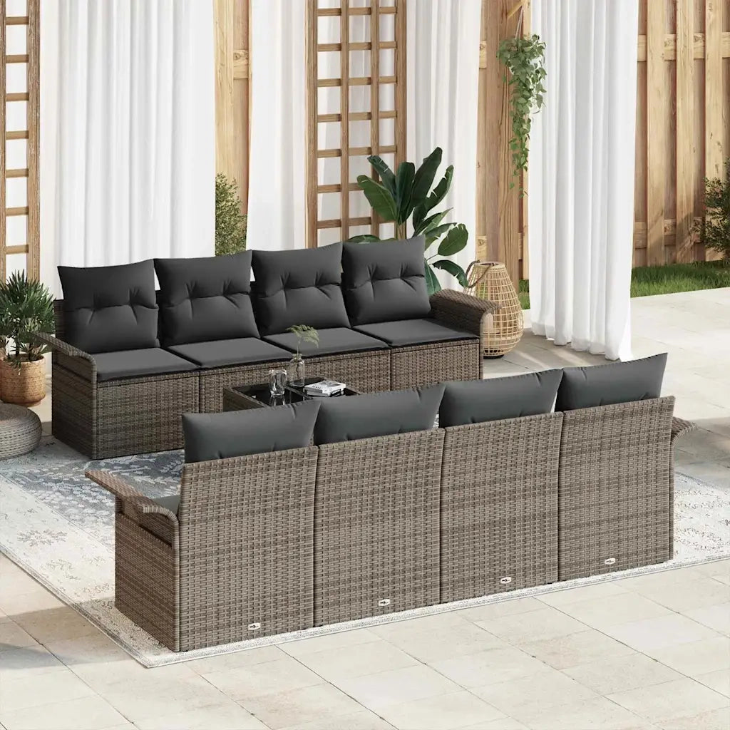 Set Divano da Giardino 9 pcs Grigio 55 x 55 x 37 cm polyrattan 3353958